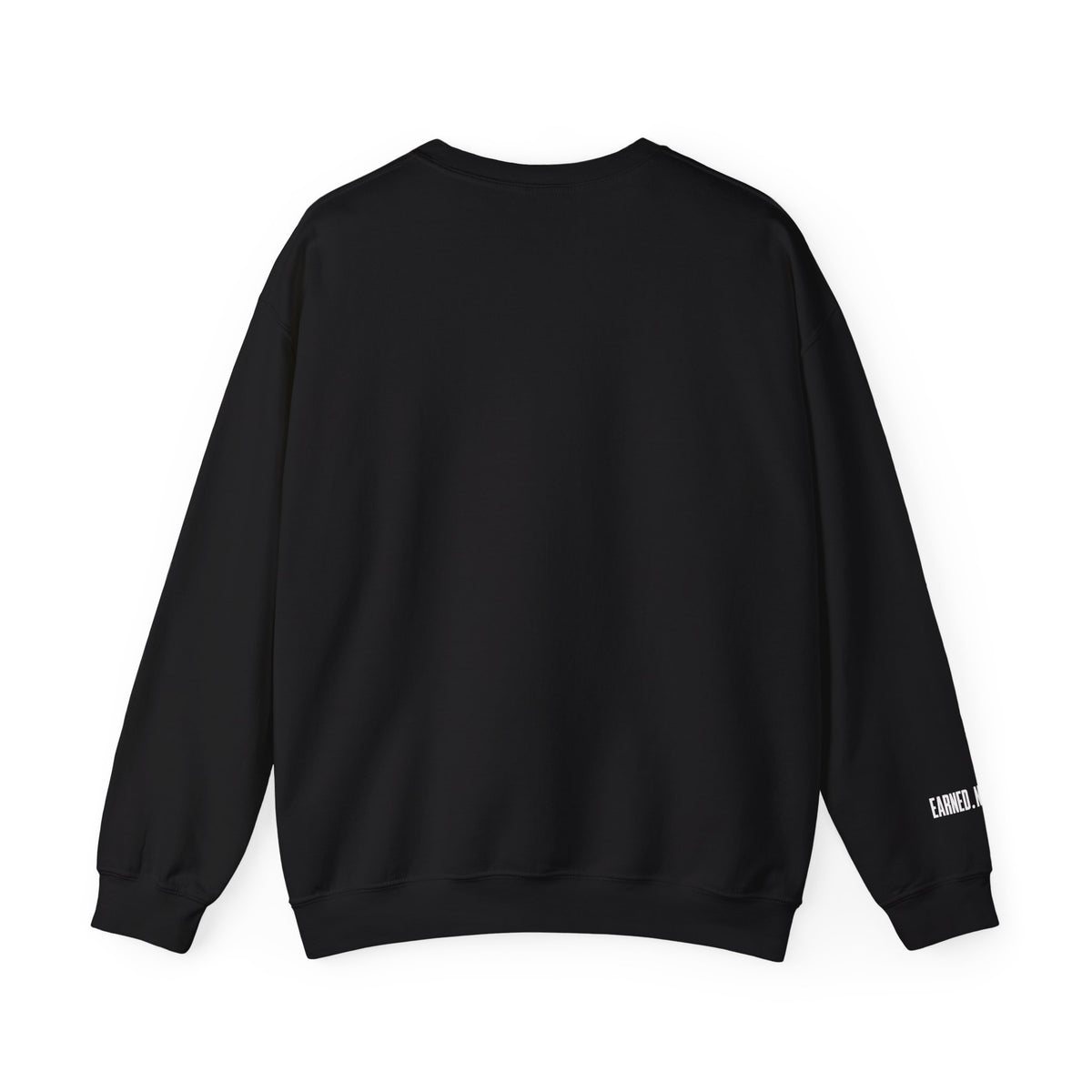 Underrated Black Crewneck Sweatshirt — Minimal Logo Chest & Sleeve