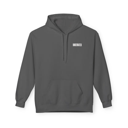 'Underrated' Minimal Logo Hoodie — Black Casual Streetwear Pullover